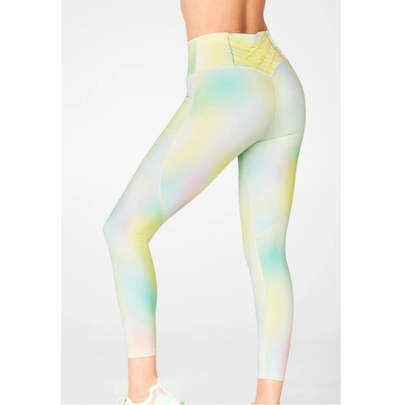 Fabletics Boost PowerHold High-Waisted 7/8 Legging, Blur/Lemon Crème - Picture 1 of 14